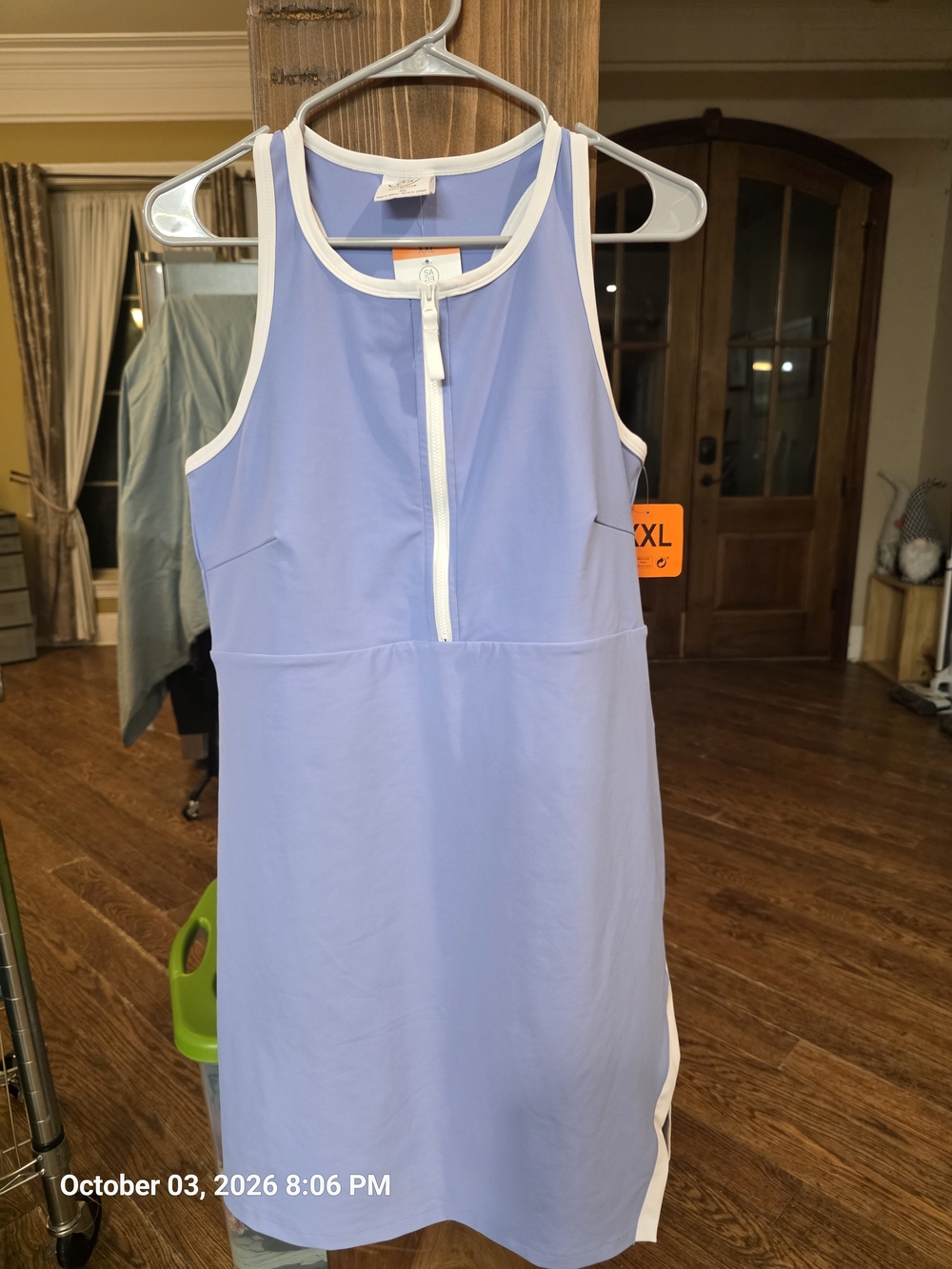 Woman's Light Blue Active Dress with White Trim XXL